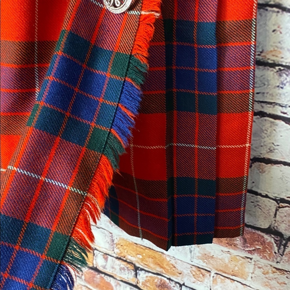 Vintage Scottish Plaid Red Wool Tartan Plaid Classic Traditional Skirt Kilt Sz M - Picture 8 of 17